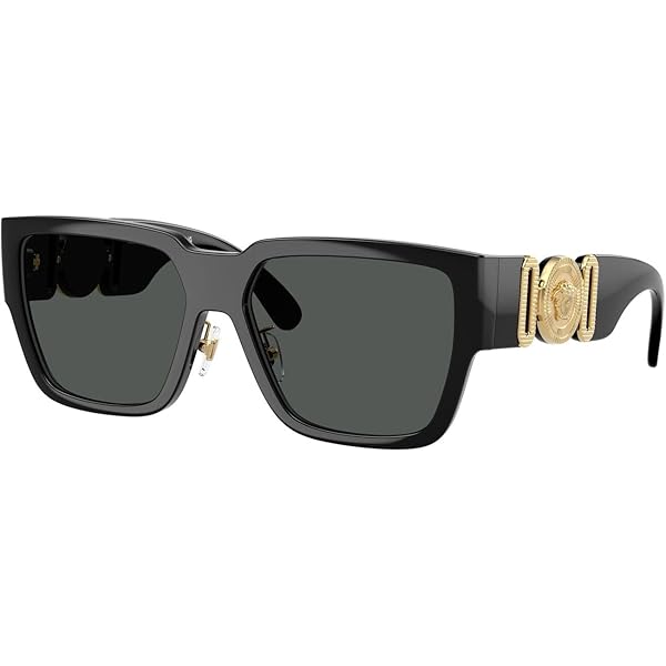 Versace VE4447 GB1/87 Sunglasses Black/Dark Grey Square Shape 55mm
